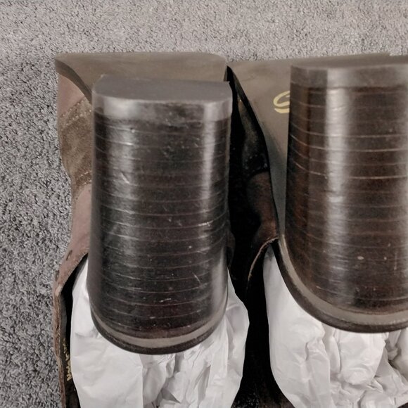 Sbicca Western Peep Toe Heels Size 6 Brown Suede Leather Studded Boho Sandal Nib - Picture 12 of 14